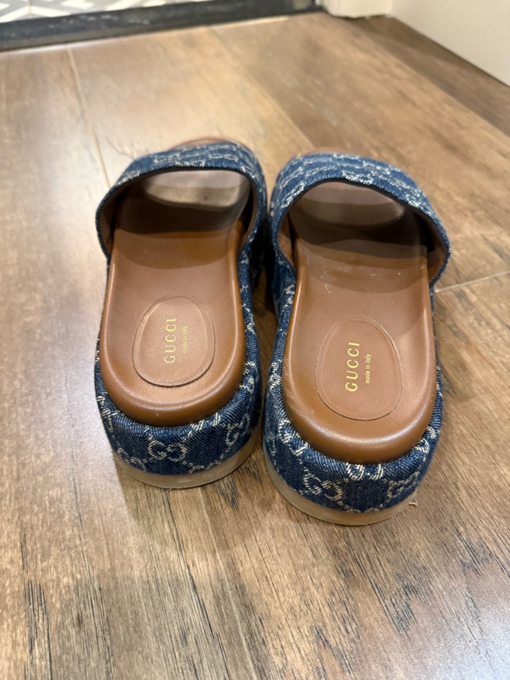 Gucci Blue Denim GG Platform Slide Mules - Picture 7 of 7